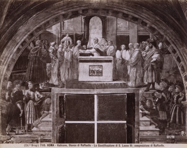 Brogi — Roma - Vaticano, Stanze di Raffaello - La Giustificazione di S. Leone III; composizione di Raffaello. — insieme